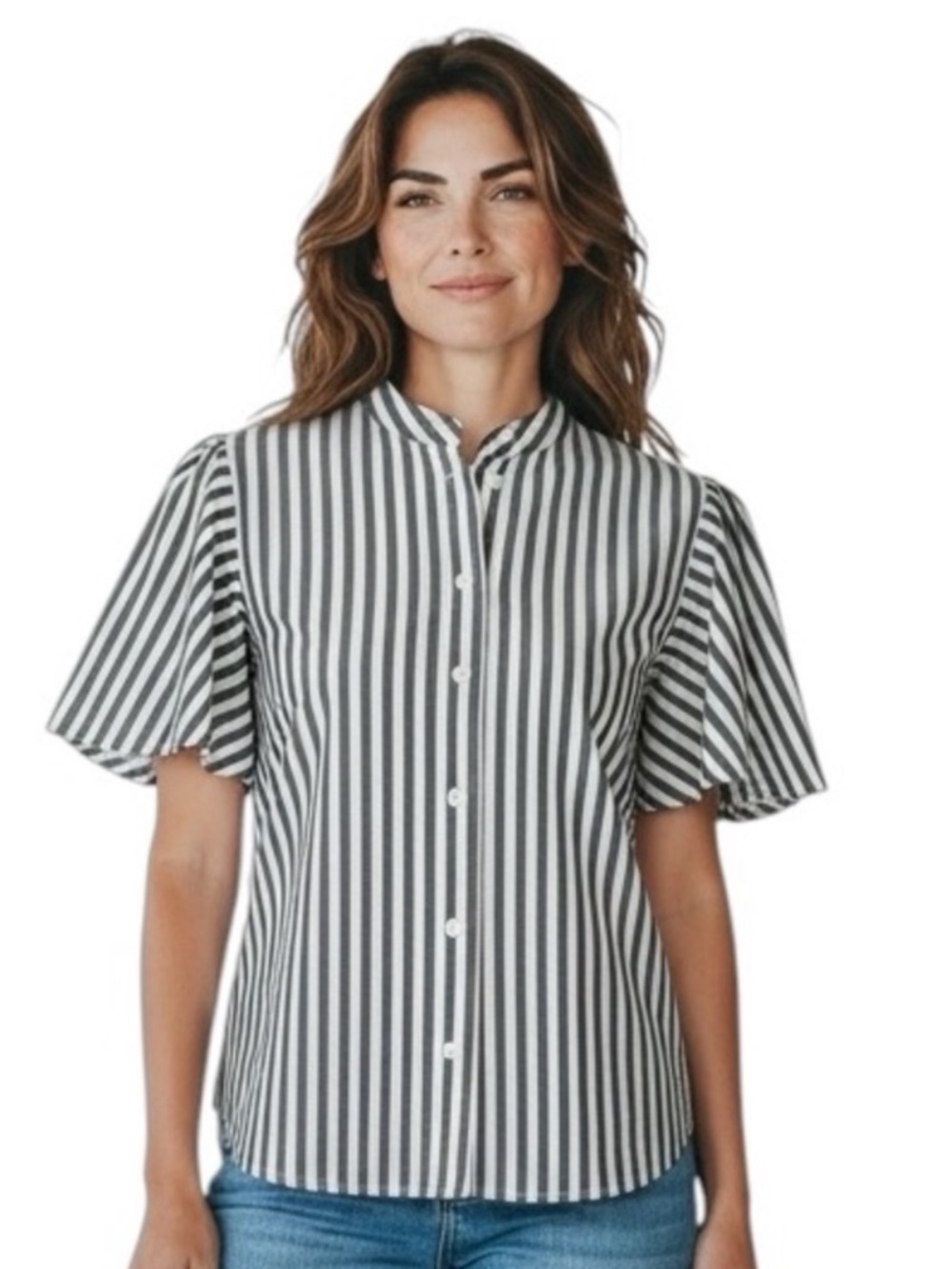 kate spade Black & White Vertical Stripe Button-Down Blouse